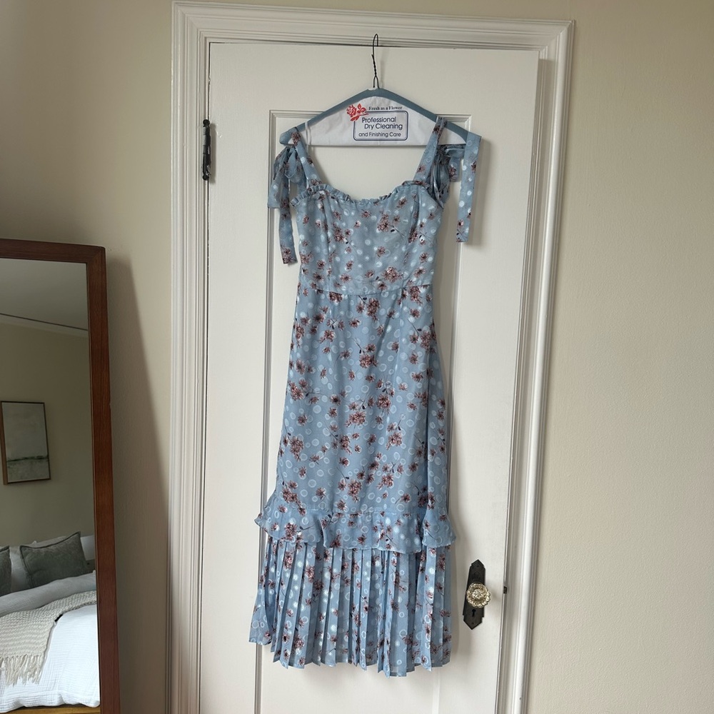 Floral Blue Midi Dress